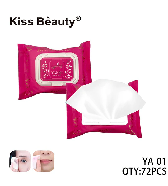 Toallitas Desmaquillantes YANNI Kiss Beauty para Rostro y Ojos