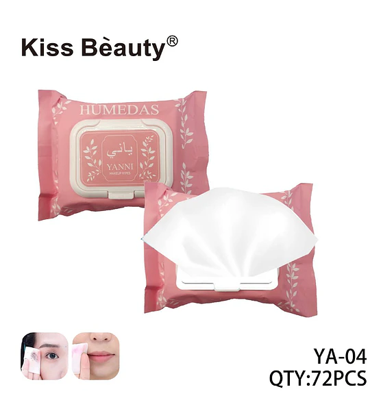 Toallitas Desmaquillantes Suaves Yanni de Kiss Beauty, 72 Unidades
