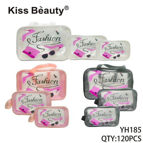 Set de Neceser Transparente 'Fashion' Kiss Beauty YH185 - Chuys Beautys | Chuy's Beautys