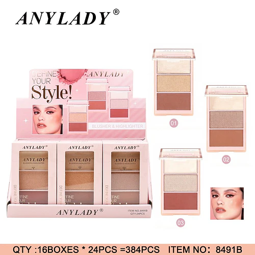 Paleta de Rubor e Iluminador Multifuncional ANYLADY Define Your Style - Chuys Beautys | Chuy's Beautys