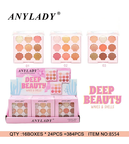 Paleta de Sombras de Ojos ANYLADY Deep Beauty 9 Colores Temática Marina