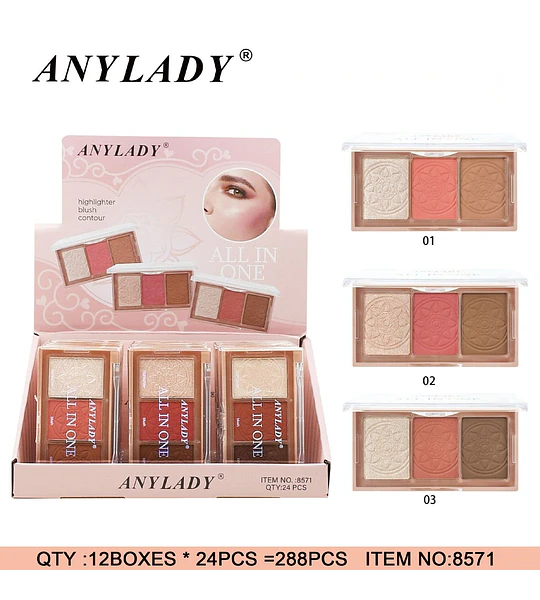 Paleta Todo en Uno ANYLADY Iluminador Rubor Contorno Rostro