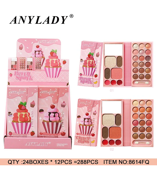 Paleta de Maquillaje Multifuncional ANYLADY Berry Spark y Cherry Bliss