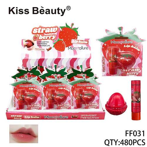 Bálsamo Labial Hidratante Fresa Larga Duración Mocmallure Kiss Beauty - Chuys Beautys | Chuy's Beautys