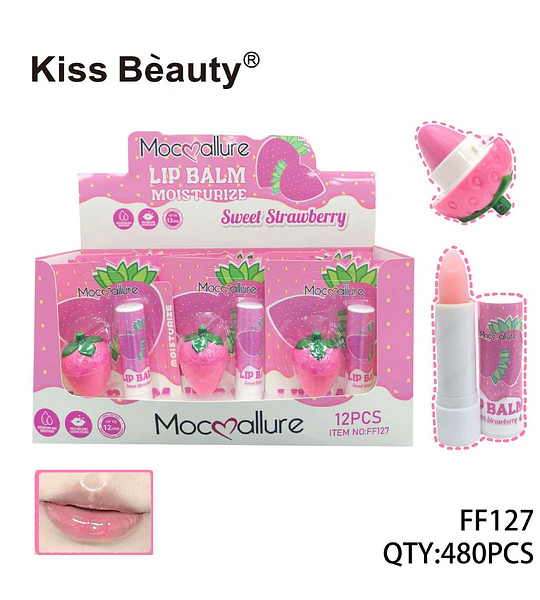 Bálsamo labial hidratante con forma de fresa Mocmallure Kiss Beauty