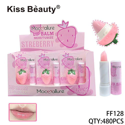 Bálsamo Labial Hidratante Mocmallure Sabor Fresa con Acabado Brillante - Chuys Beautys | Chuy's Beautys