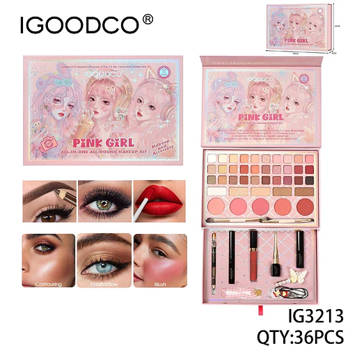 Kit de Maquillaje Completo IGOODCO Pink Girl Todo en Uno con 36 Piezas - Chuys Beautys | Chuy's Beautys