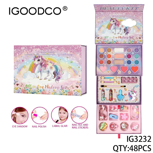 Set de Maquillaje Completo Infantil Unicornio IGOODCO - Chuys Beautys | Chuy's Beautys