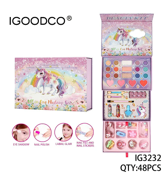 Set de Maquillaje Completo Infantil Unicornio IGOODCO