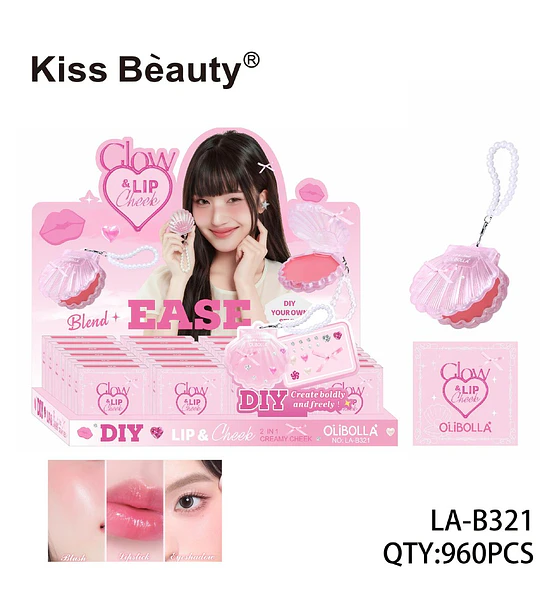 Maquillaje Cremoso 2 en 1 Kiss Bèauty OLIBOLLA Glow & Lip Cheek DIY