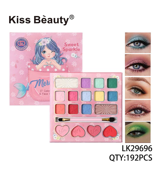 Paleta de sombras y rubores Sweet Sparkle Mermaid de Kiss Beauty