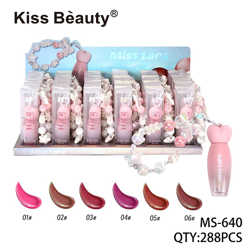 Labial Líquido con Brillo y Llavero Miss Lara Kiss Beauty MS-640 - Chuys Beautys | Chuy's Beautys