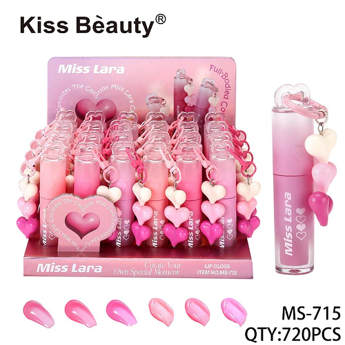 Brillo labial Miss Lara con encanto de corazón Kiss Beauty - Chuys Beautys | Chuy's Beautys