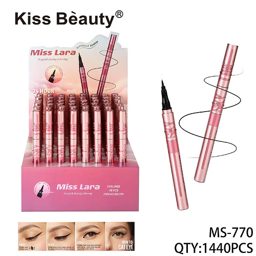 Eyeliner líquido Kiss Beauty Miss Lara de larga duración y secado rápido - Chuys Beautys | Chuy's Beautys