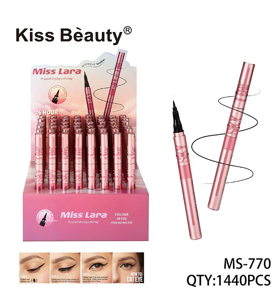 Eyeliner líquido Kiss Beauty Miss Lara de larga duración y secado rápido