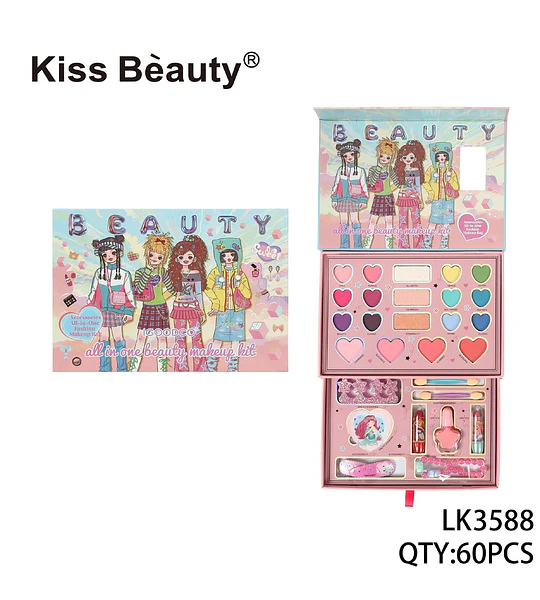 Kit de Maquillaje Completo Infantil Kiss Beauty All-in-One