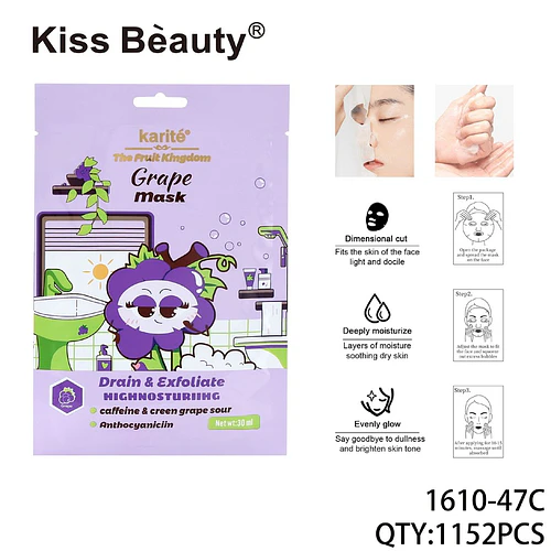 Mascarilla Facial de Uva Drenante y Exfoliante Karité Kiss Beauty - Chuys Beautys | Chuy's Beautys