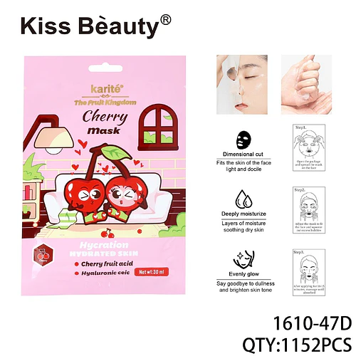 Mascarilla facial hidratante de cereza Kiss Beauty Karité The Fruit Kingdom - Chuys Beautys | Chuy's Beautys