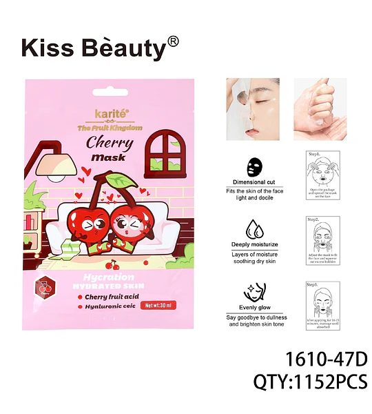Mascarilla facial hidratante de cereza Kiss Beauty Karité The Fruit Kingdom