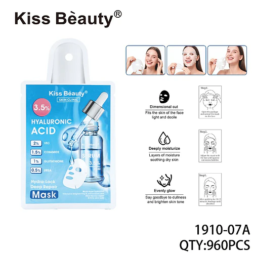Mascarilla facial hidratante y reparadora con Ácido Hialurónico Kiss Beauty - Chuys Beautys | Chuy's Beautys
