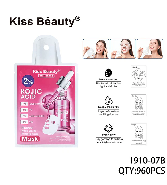 Mascarilla facial iluminadora con 2% Ácido Kójico Kiss Beauty Skin Clinic