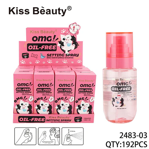 Spray Fijador Oil-Free Kiss Beauty para Maquillaje - Chuys Beautys | Chuy's Beautys