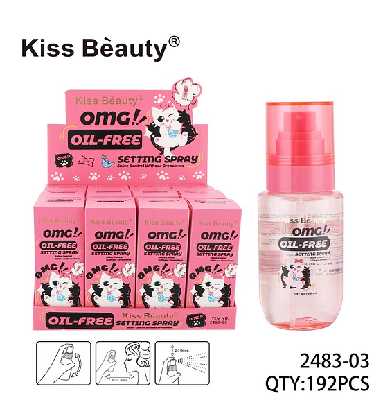 Spray Fijador Oil-Free Kiss Beauty para Maquillaje