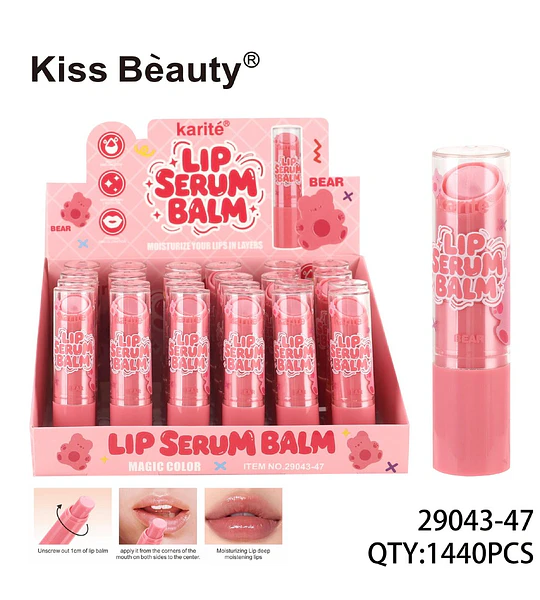 Bálsamo Labial Serum Hidratante Karité Kiss Beauty con Color Mágico