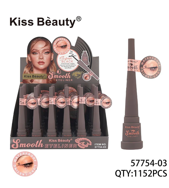 Delineador de Ojos Líquido Suave Negro Intenso Kiss Beauty Waterproof
