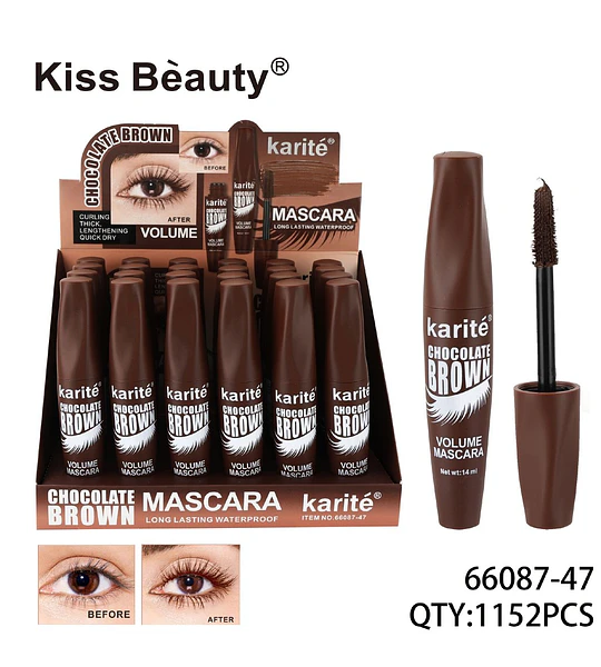 Mascara de Volumen Karité Chocolate Brown Larga Duración a Prueba de Agua