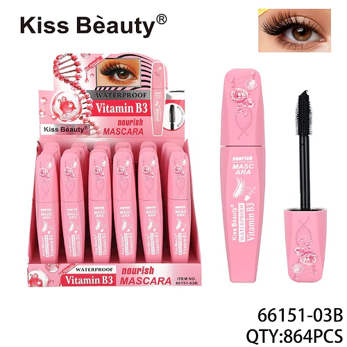 Máscara de Pestañas Waterproof Nutritiva con Vitamina B3 Kiss Beauty - Chuys Beautys | Chuy's Beautys