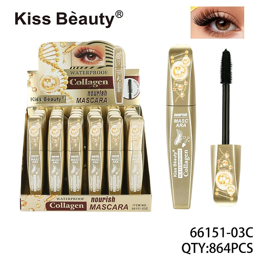 Mascara Waterproof con Colágeno Nutritivo Kiss Beauty - Chuys Beautys | Chuy's Beautys