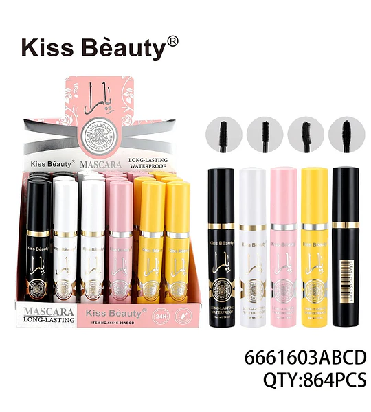 Máscara de Pestañas Kiss Beauty Larga Duración y Resistente al Agua