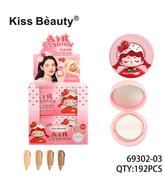 Base de Maquillaje Air Cushion Flawless Kiss Beauty con Repuesto