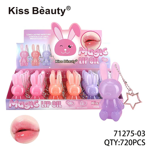 Aceite Labial Mágico Hidratante con Diseño Conejo de Kiss Beauty - Chuys Beautys | Chuy's Beautys