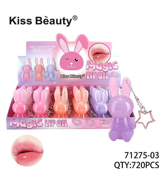 Aceite Labial Mágico Hidratante con Diseño Conejo de Kiss Beauty