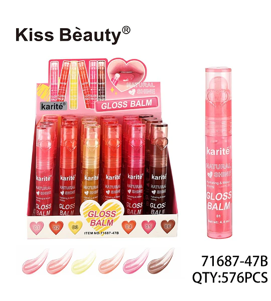 Bálsamo labial hidratante con brillo natural Karité Kiss Beauty