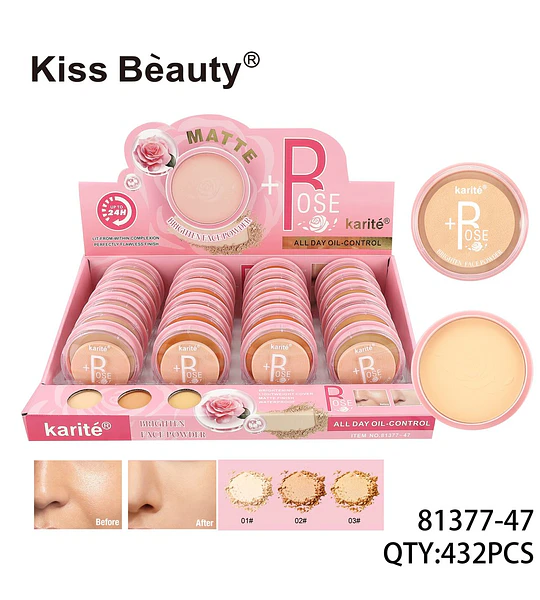 Polvo Compacto Facial Matificante Karité Rose con Control de Aceite