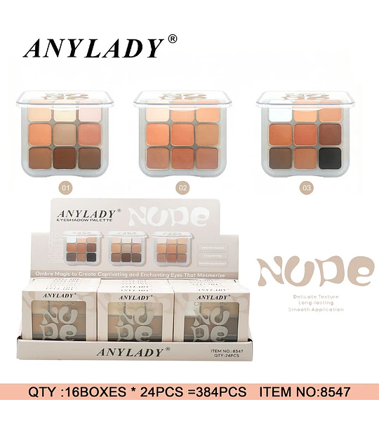 Paleta de Sombras de Ojos Nude Matte de Larga Duración ANYLADY