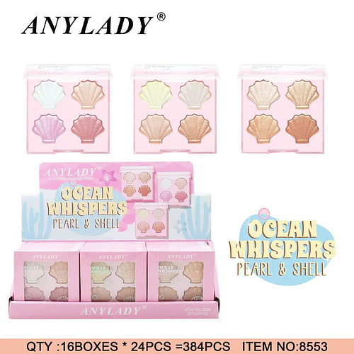 Paleta de Iluminadores 4 Colores Efecto Perla ANYLADY Ocean Whispers - Chuys Beautys | Chuy's Beautys