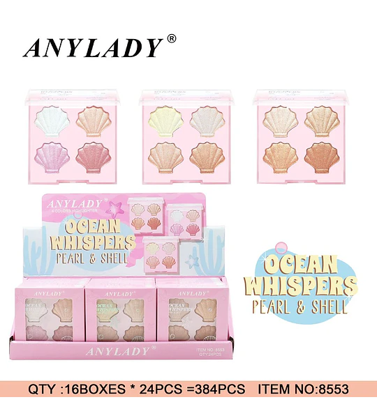 Paleta de Iluminadores 4 Colores Efecto Perla ANYLADY Ocean Whispers