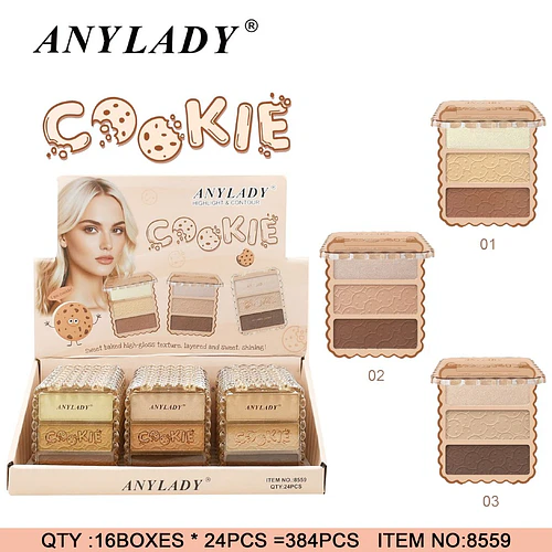 Paleta de Iluminador y Contorno Efecto Cookie ANYLADY - Chuys Beautys | Chuy's Beautys