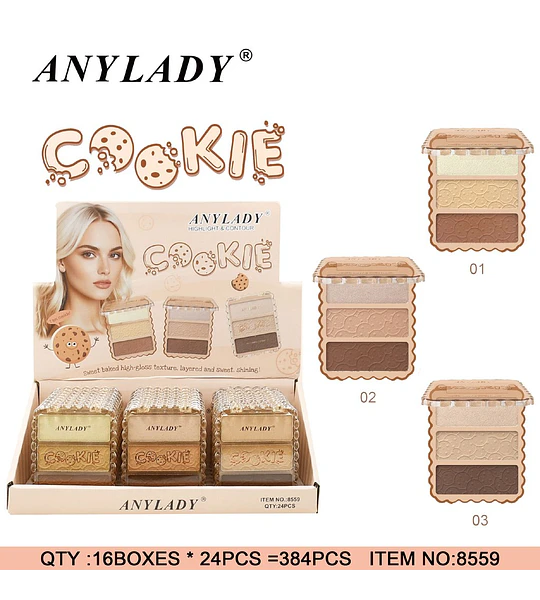 Paleta de Iluminador y Contorno Efecto Cookie ANYLADY