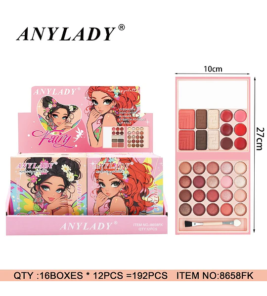 Paleta de Maquillaje Completa Fairy de ANYLADY con Sombras y Labiales