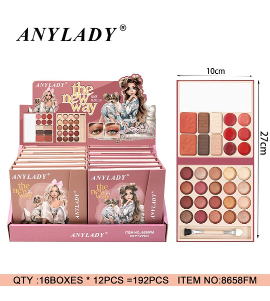 Paleta de Sombras y Rubores Nude Perfect ANYLADY con Brocha