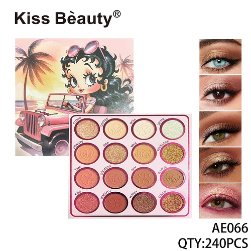 Paleta de Sombras Kiss Beauty Betty Boop 16 Tonos Mate y Brillantes - Chuys Beautys | Chuy's Beautys