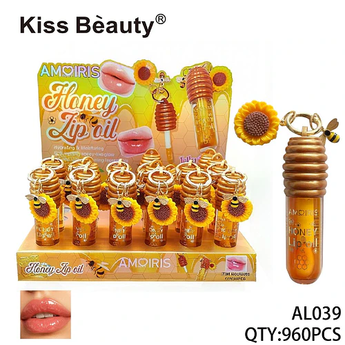 Aceite labial hidratante con miel en formato llavero Amoiris Kiss Beauty - Chuys Beautys | Chuy's Beautys