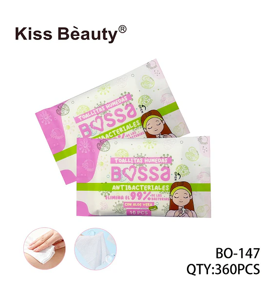 Toallitas Húmedas Antibacteriales con Aloe Vera Kiss Bèauty