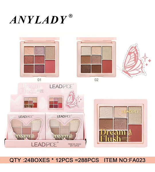 Paleta de Sombras y Rubor LEADFACE Dream Flush con 8 Tonos Versátiles