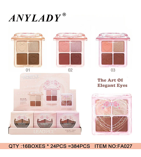 Paleta de Sombras de Ojos LEADFACE de Cuatro Tonos con Diseño de Corazón para Miradas Elegantes